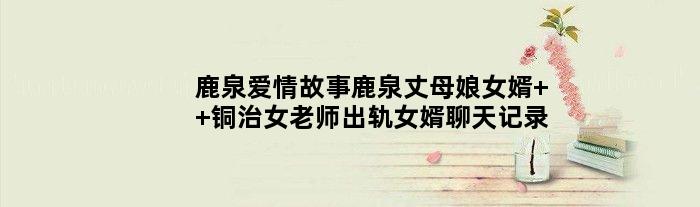 鹿泉爱情故事鹿泉丈母娘女婿  铜治女老师出轨女婿聊天记录