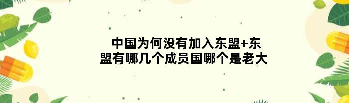 中国为何没有加入东盟 东盟有哪几个成员国哪个是老大