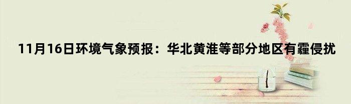 11月16日环境气象预报：华北黄淮等部分地区有霾侵扰