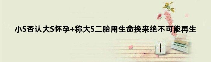 小S否认大S怀孕 称大S二胎用生命换来绝不可能再生