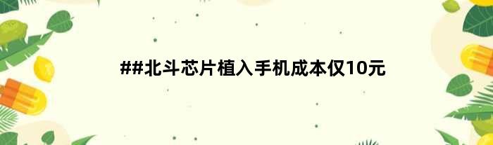 ##北斗芯片植入手机成本仅10元