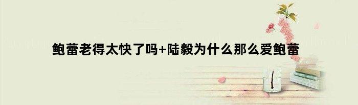鲍蕾老得太快了吗 陆毅为什么那么爱鲍蕾