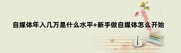 自媒体年入几万是什么水平 新手做自媒体怎么开始