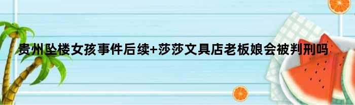 贵州坠楼女孩事件后续 莎莎文具店老板娘会被判刑吗