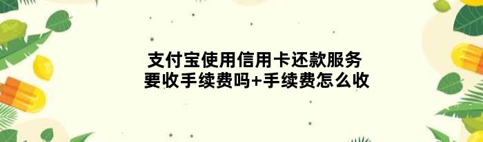 支付宝使用信用卡还款服务要收手续费吗 手续费怎么收