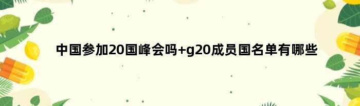 中国参加20国峰会吗 g20成员国名单有哪些
