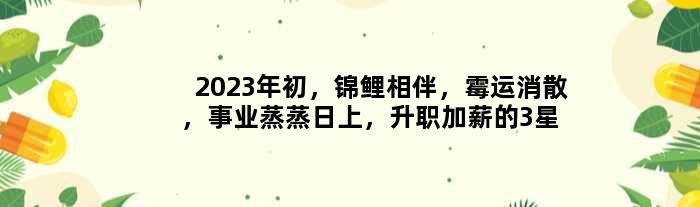 2023年初，锦鲤相伴，霉运消散，事业蒸蒸日上，升职加薪的3星座