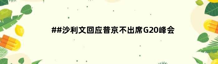 ##沙利文回应普京不出席G20峰会
