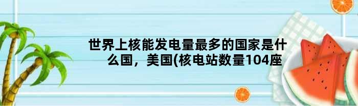 世界上核能发电量最多的是什么国，美国(核电站数量104座)