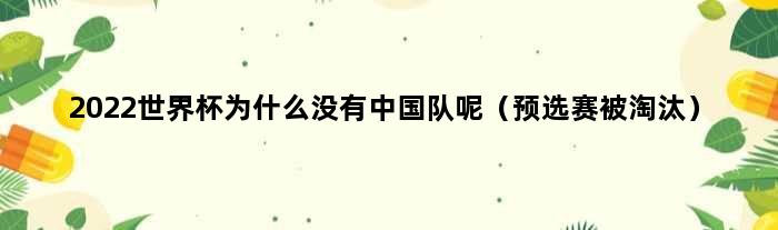 2022世界杯为什么没有中国队呢（预选赛被淘汰）