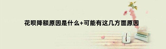 花呗降额原因是什么 可能有这几方面原因