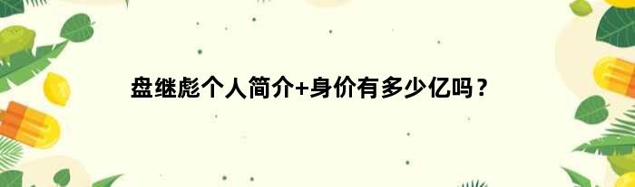 盘继彪个人简介 身价有多少亿吗？