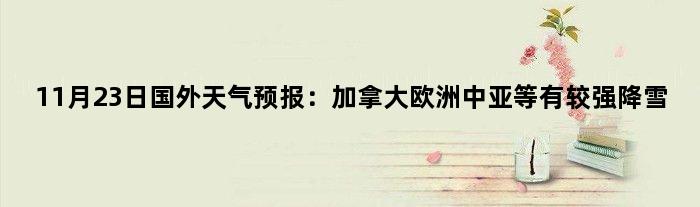 11月23日国外天气预报：加拿大欧洲中亚等有较强降雪