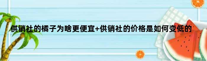 供销社的橘子为啥更便宜 供销社的价格是如何变低的