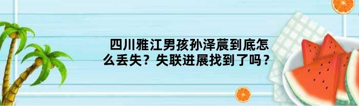 四川雅江男孩孙泽莀到底怎么丢失？失联进展找到了吗？