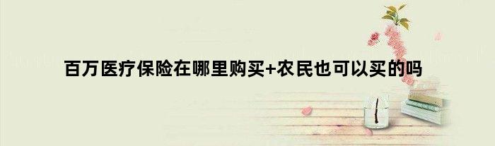 百万医疗保险在哪里购买 农民也可以买的吗