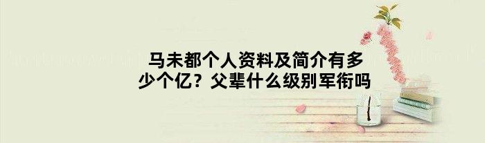 马未都个人资料及简介有多少个亿？父辈什么级别军衔吗