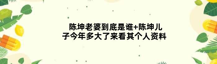 陈坤老婆到底是谁 陈坤儿子今年多大了来看其个人资料