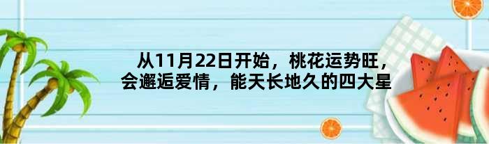 从11月22日开始，桃花运势旺，会邂逅爱情，能天长地久的四大星座
