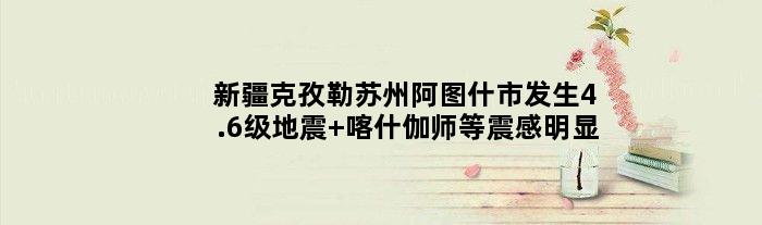 新疆克孜勒苏州阿图什市发生4.6级地震 喀什伽师等震感明显