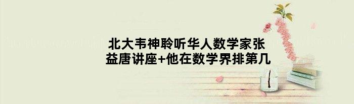 北大韦神聆听华人数学家张益唐讲座 他在数学界排第几