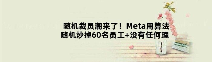 “随机裁员”潮来了！Meta用算法随机炒掉60名员工 没有任何理由