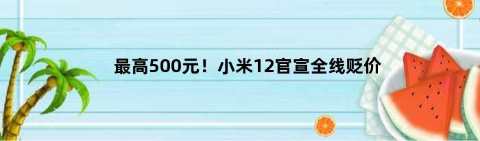 更高500元！小米12官宣全线贬价