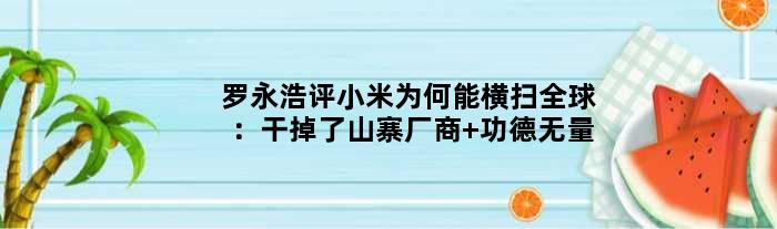 罗永浩评小米为何能横扫全球：干掉了山寨厂商 功德无量