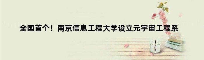 全国！南京信息工程大学设立元宇宙工程系