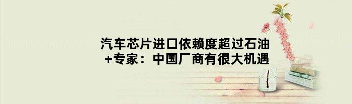汽车芯片进口依赖度超过石油 专家：中国厂商有很大机遇