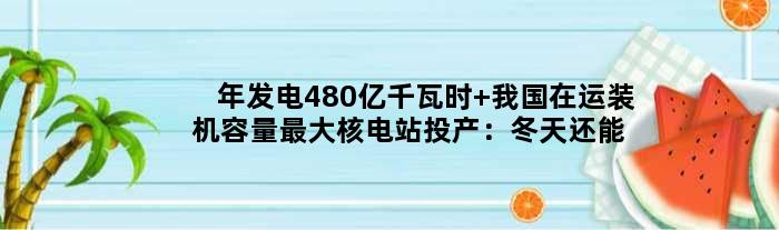 年发电480亿千瓦时 我国在运装机容量更大核电站投产：冬天还能供暖