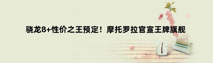 骁龙8+性价预定！摩托罗拉官宣旗舰