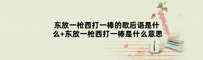 东放一枪西打一棒的歇后语是什么 东放一枪西打一棒是什么意思