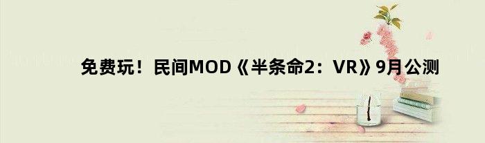 免费玩！民间MOD《半条命2：VR》9月公测