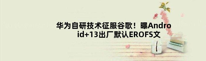 华为自研技术征服谷歌！曝Android 13出厂默认EROFS文件系统