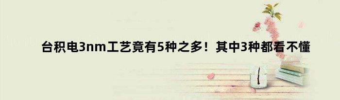 台积电3nm工艺竟有5种之多！其中3种都看不懂