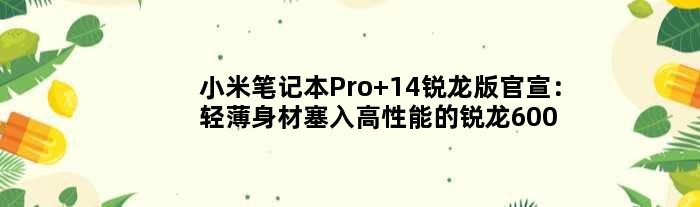 小米笔记本Pro 14锐龙版官宣：轻薄身材塞入高性能的锐龙6000H