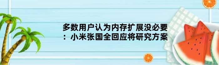 多数用户认为内存扩展“没必要”：小米张国全回应将研究方案