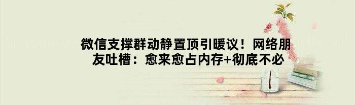 微信支撑群动静置顶引暖议！网络朋友吐槽：愈来愈占内存 彻底不必要