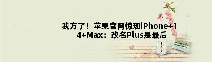 我方了！苹果官网惊现iPhone 14 Max：改名Plus是最后才拍的板