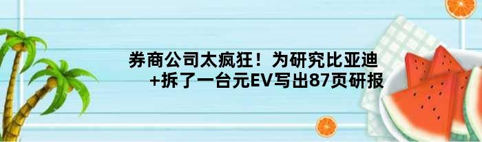 券商公司太疯狂！为研究比亚迪 拆了一台元EV写出87页研报