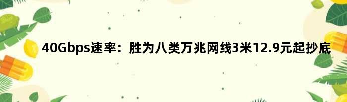 40Gbps速率：胜为八类万兆网线3米12.9元起抄底