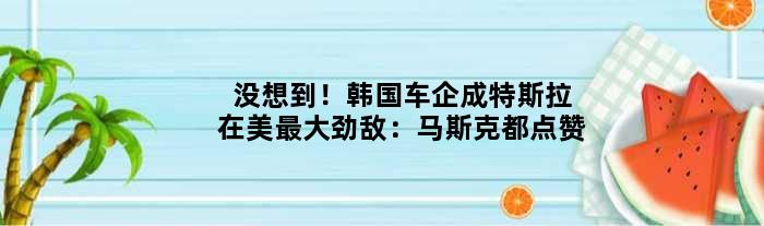 没想到！韩国车企成特斯拉在美更大劲敌：马斯克都点赞
