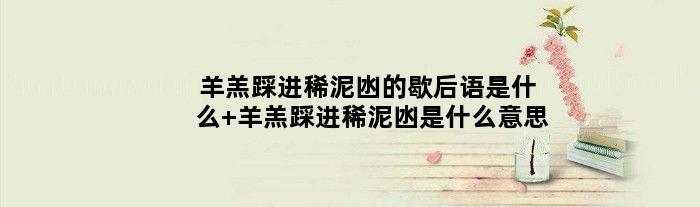 羊羔踩进稀泥凼的歇后语是什么 羊羔踩进稀泥凼是什么意思