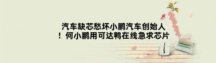 汽车缺芯愁坏小鹏汽车创始人！何小鹏用“可达鸭”在线“急求芯片”