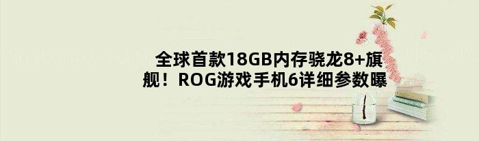 全球18GB内存骁龙8+旗舰！ROG游戏手机6详细参数曝光