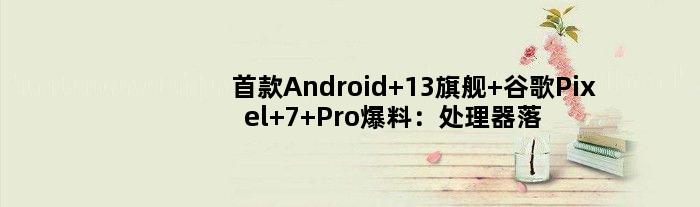 Android 13旗舰 谷歌Pixel 7 Pro爆料：处理器落后友商一年