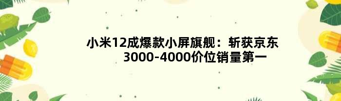 小米12成爆款小屏旗舰：斩获京东3000-4000价位销量名