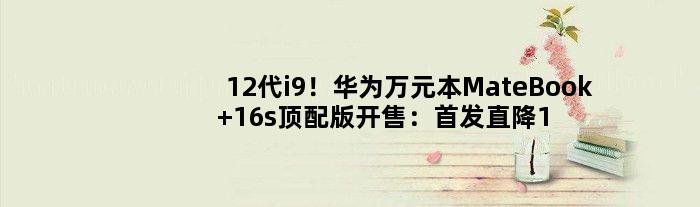 12代i9！华为万元本MateBook 16s顶配版开售：直降1200元
