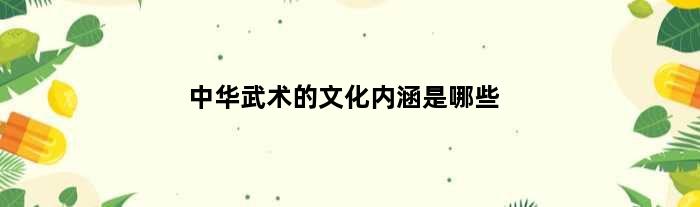 中华武术的文化内涵是哪些